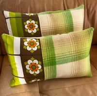 Image 1 of Green Check Flower Cushion