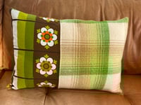 Image 3 of Green Check Flower Cushion