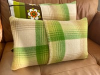 Image 4 of Green Check Flower Cushion
