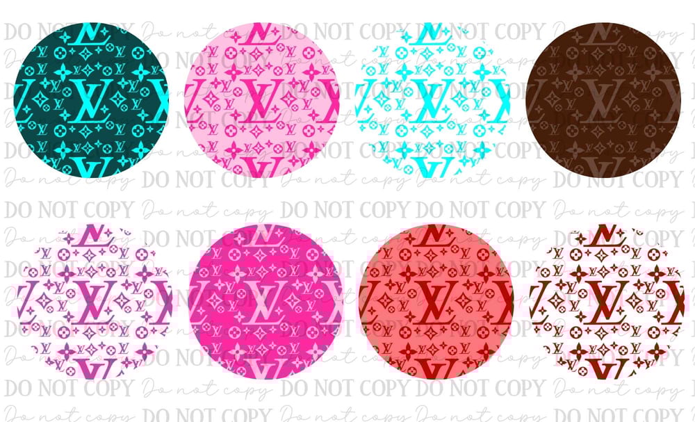 Image of Designer-inspired LV car coaster sublimation prints – 8 designs per sheet (8.5"x14")