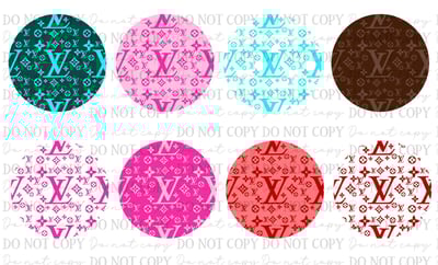 Image of Designer-inspired LV car coaster sublimation prints – 8 designs per sheet (8.5"x14")