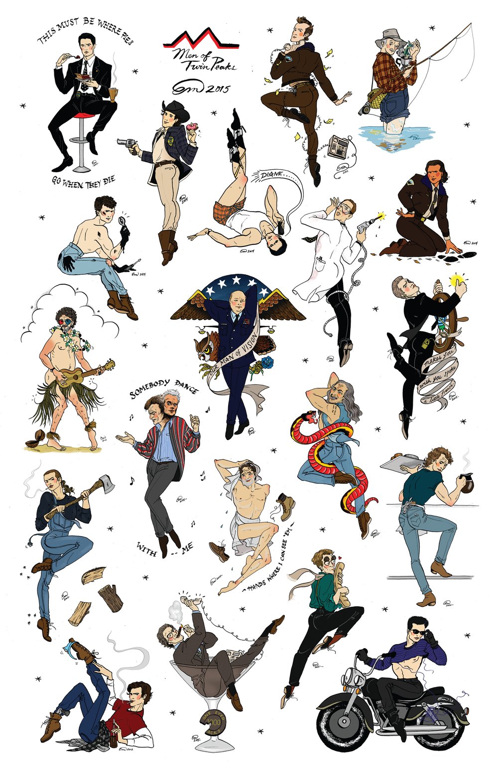 Image of Men of Twin Peaks Pin-ups Flash Sheet