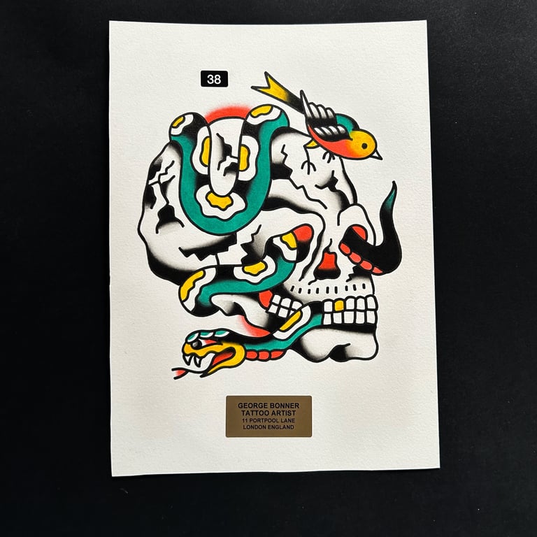 A5 original snake & skull painting