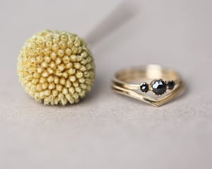 Image of *SALE - was £2450* 18ct yellow gold, Rose-cut black diamond trilogy ring (LON197)