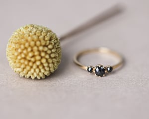 Image of *SALE - was £2450* 18ct yellow gold, Rose-cut black diamond trilogy ring (LON197)