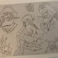 Image 1 of 90’s hand cut acetate stencil sheet pirates 10x12