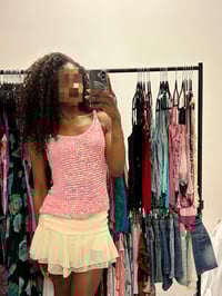 Image 3 of 00s pink crochet sequin crochet cami