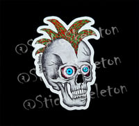 Red and Green Mohawk Skull sticker