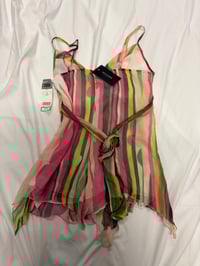 Image 2 of 00s silk striped cami top with side ties, brand new with tags 