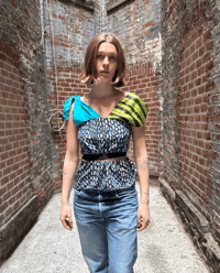 Image 2 of Rena Wrap Top, Blue Multi Print