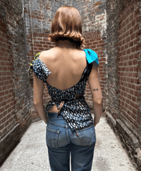 Image 3 of Rena Wrap Top, Blue Multi Print