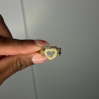 Image 2 of Golden Heart Charm Adjustable Ring 