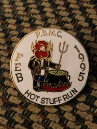 Image 1 of 1995 Hot Stuff Motorcycle club pin enamel