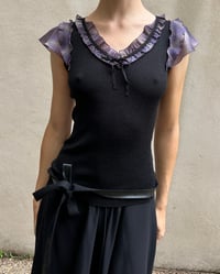 Image 1 of BLACK KNIT RUFFLE TOP