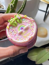 Image 1 of Kawaii Pastel Pink 50mm Metal Frog Cake Clay Art Grinder Decoden inspired 