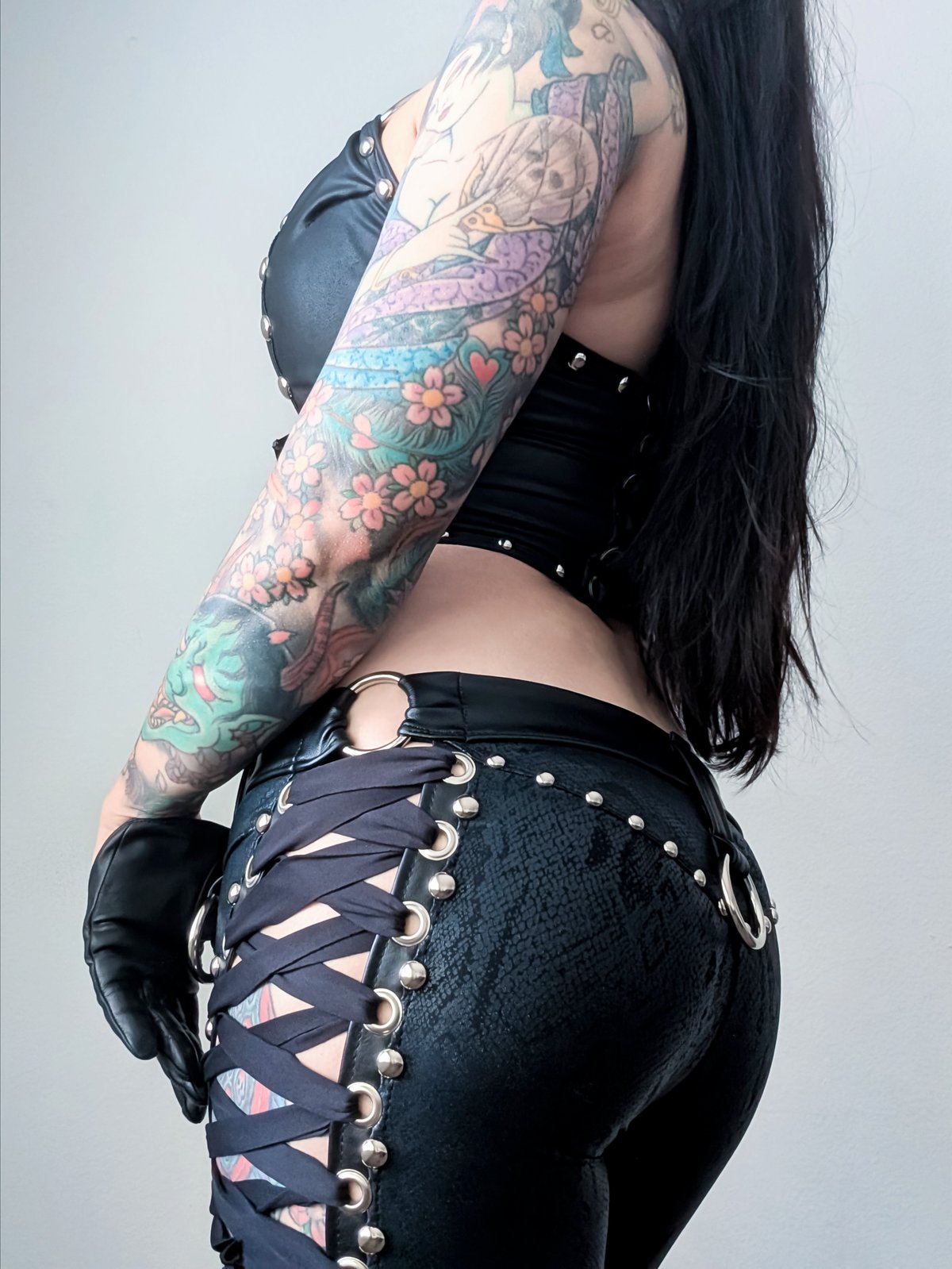 Black Leather Buckle Vest Top 