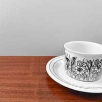 Image 2 of Arabia Finland Krokus Black and White Tea Cup with Saucer