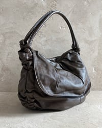 Image 1 of BROWN LEATHER RUCHED BAG