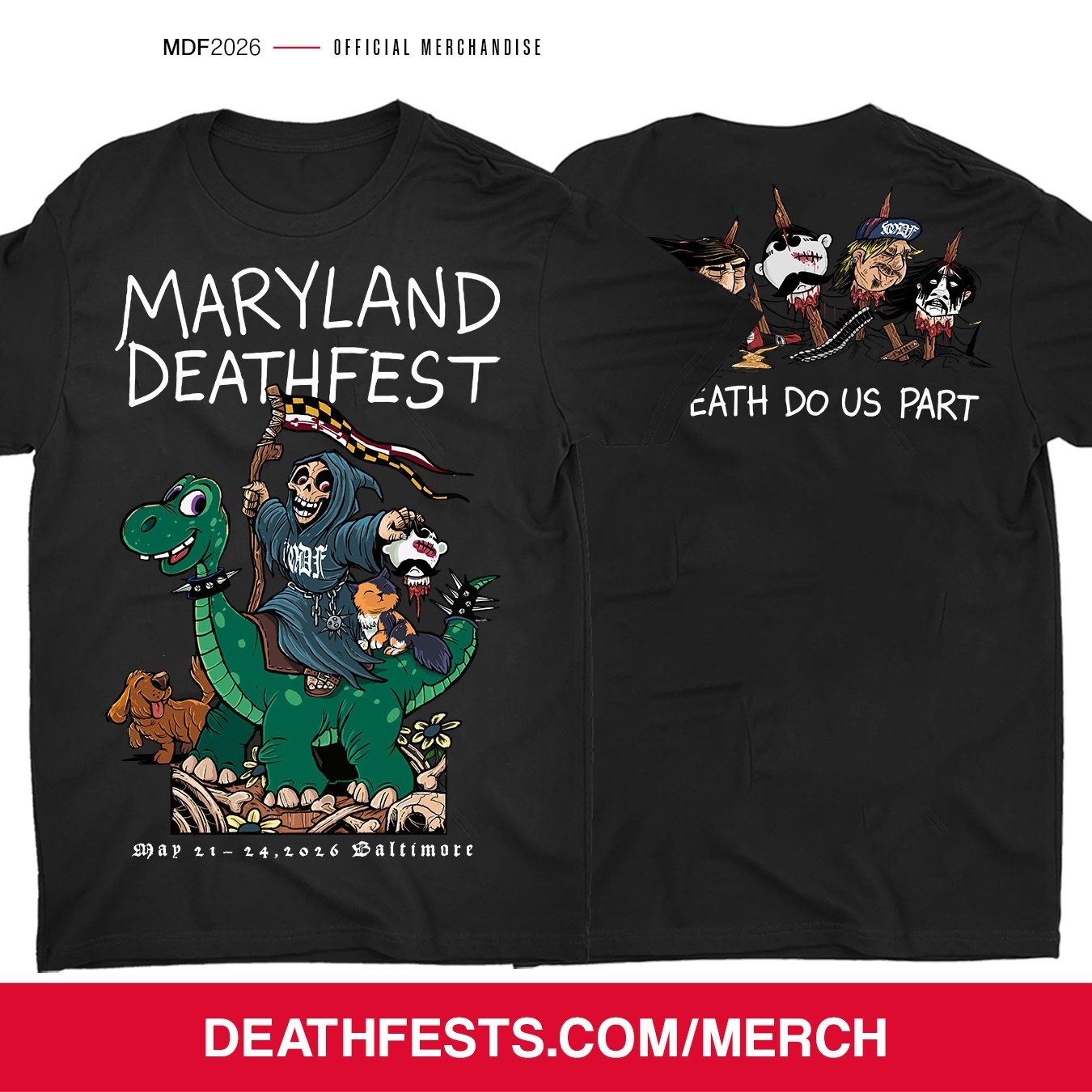 Maryland Deathfest XXI (2026) Black T-shirt Design #4 | Maryland