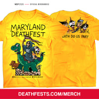 Image 2 of Maryland Deathfest XXI (2026) Yellow T-shirt Design #4 (pre-order)
