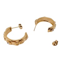 Image 4 of Embossed Star Moon Sun 18K Gold Plated Hoop Earrings