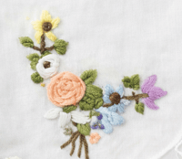 Image 2 of Threadella Studio Big Heart & Petal Whimsy Handmade Cotton Hankies – Embroidered 11×11 Set