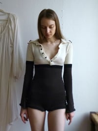 Image 5 of Color block polo collar onesie