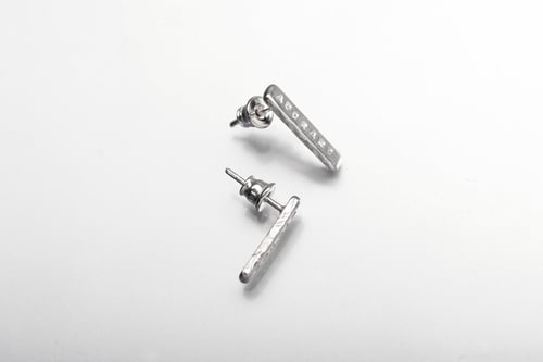 Image of Middle silver earrings with inscription in Latin 