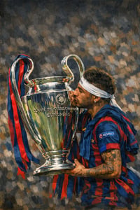 Neymar Jr Kissing The Champions League Trophy
