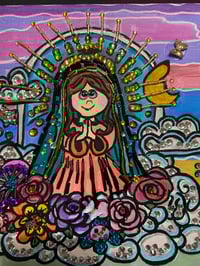 Image 2 of Virgin of Guadalupe mixed media painting