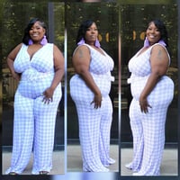 Image 4 of Sunday Best Jumpsuit(Liliac Purple & White)