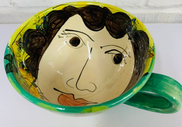 Image of Large green and yellow cup