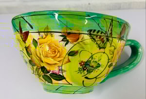 Image of Large green and yellow cup