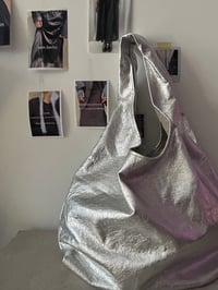 Image 3 of Silver Leather Hobo