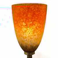 Image 5 of Lampe Art Nouveau en bronze et pâte de verre orange marmoréen 1920