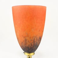 Image 8 of Lampe Art Nouveau en bronze et pâte de verre orange marmoréen 1920