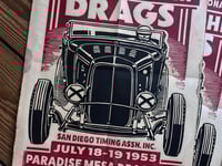 Image 2 of Paradise Mesa Championship Drags Linocut Print  FREE SHIPPING