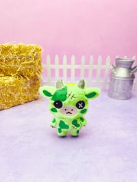 Image 3 of Chibi Zombie Cow Cute Bag Charm Plushie Accessory
