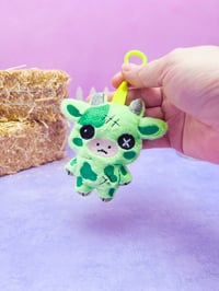 Image 1 of Chibi Zombie Cow Cute Bag Charm Plushie Accessory