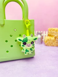 Image 2 of Chibi Zombie Cow Cute Bag Charm Plushie Accessory