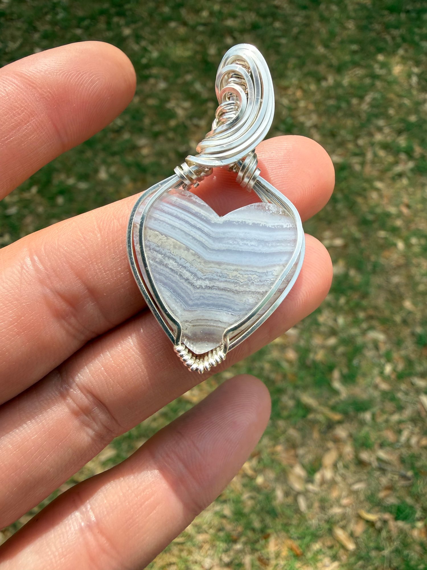 Blue Lace Agate Heart (cut by me)