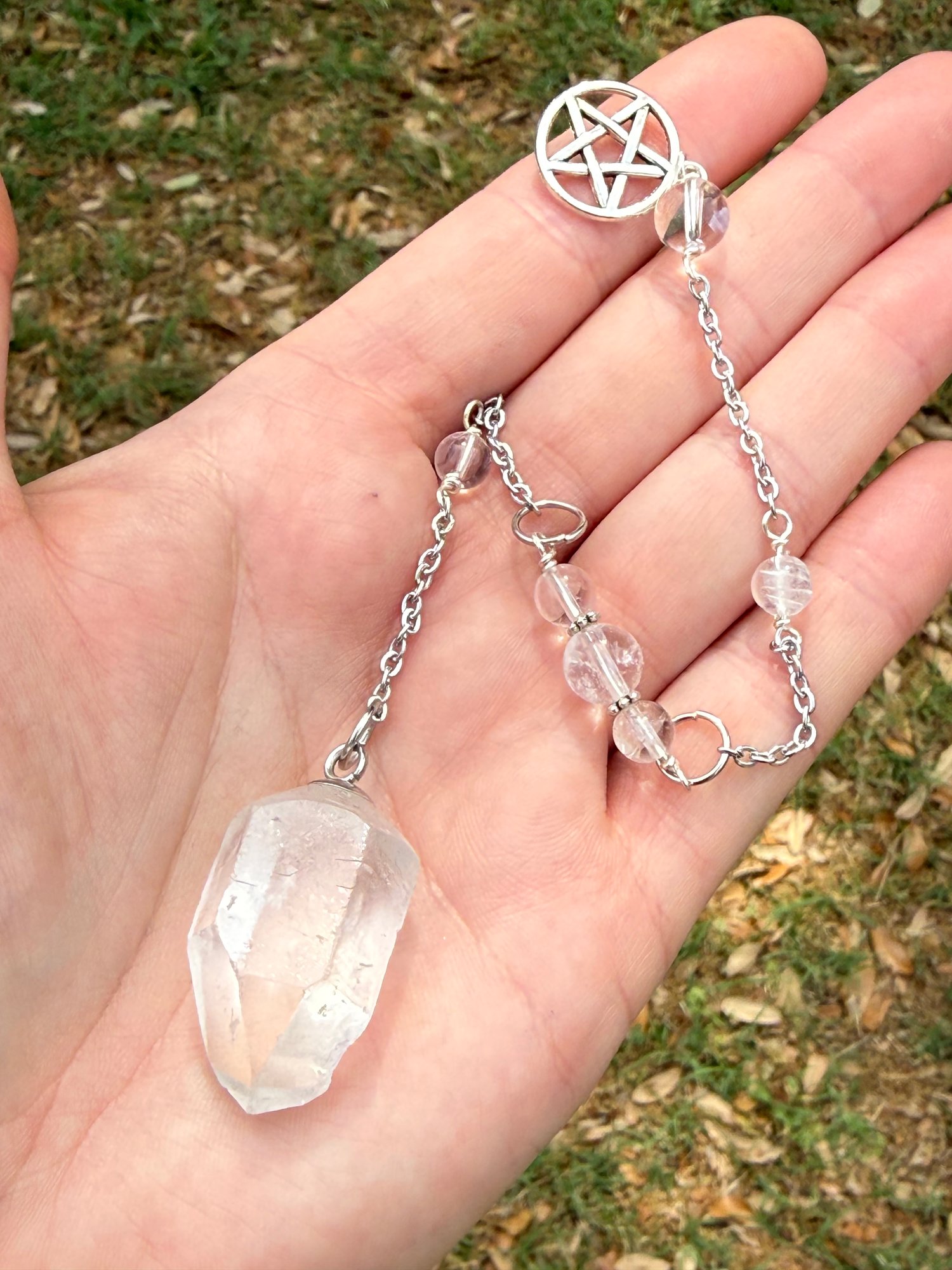 Clear quartz pendulum 