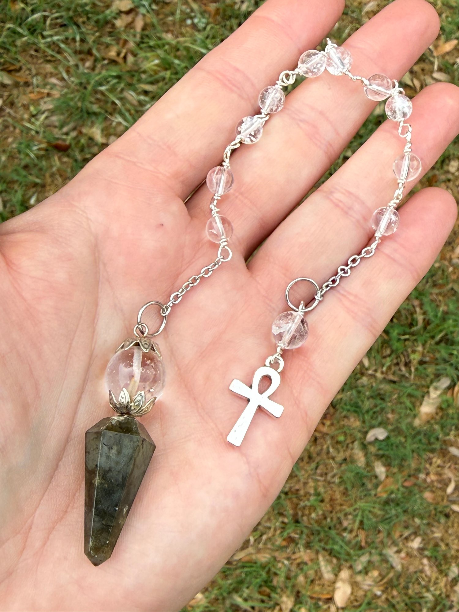 Labradorite and Quartz Pendulum 