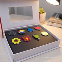 Image 1 of Kanto Gym Badge Enamel Pin Set