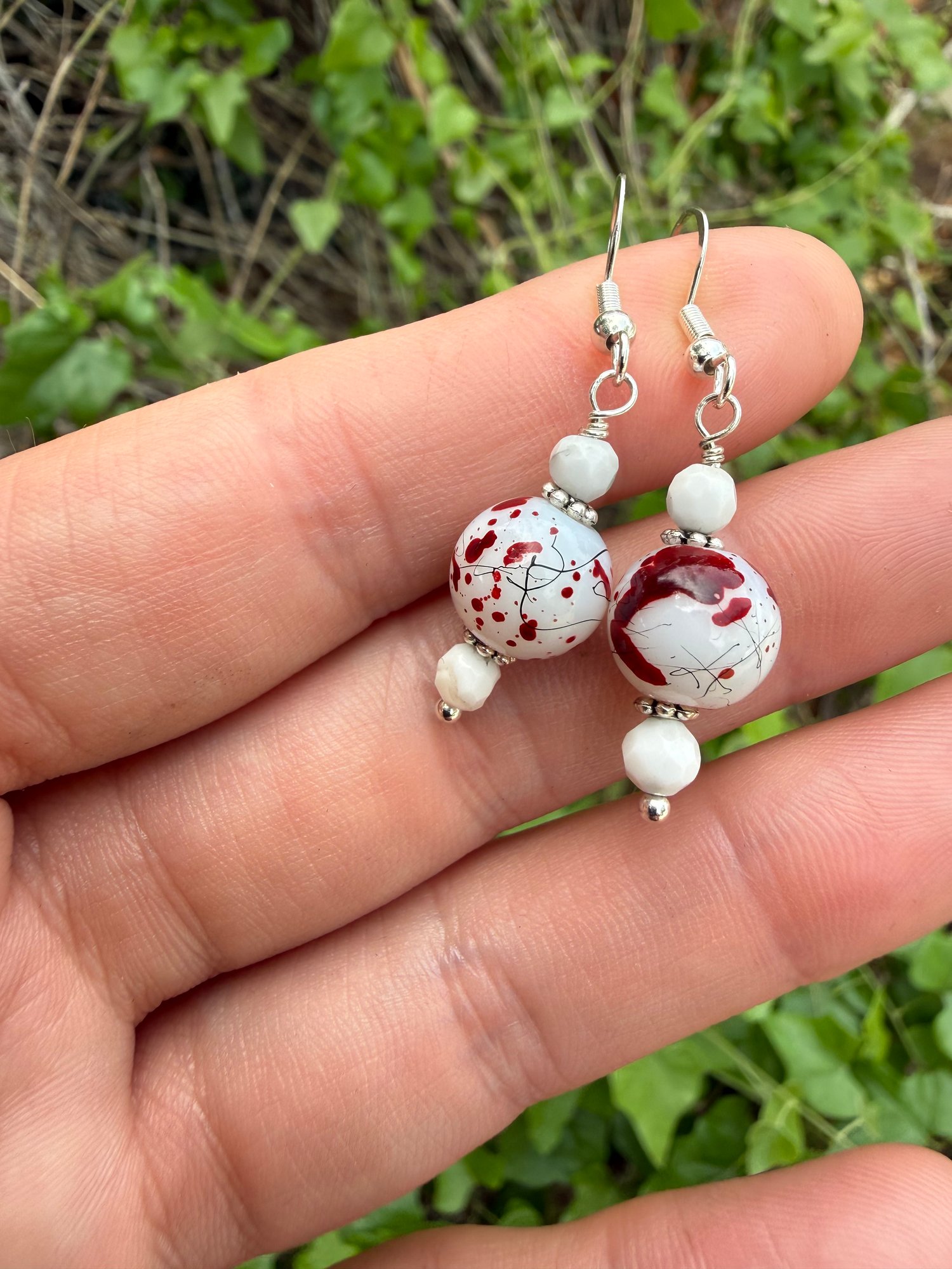 Bloodsplatter Earrings with Howlite 
