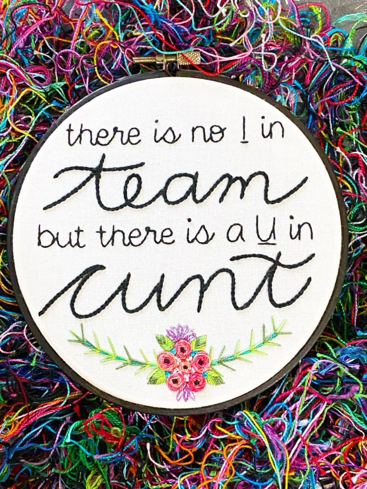 Image of Team Cunt PDF Embroidery Pattern