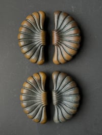 Group of Four Large Bronze Door Handles with Art Deco Shell Style Design