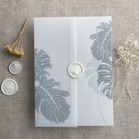 Image 5 of Monstera leaves printed vellum wrap for 5x7 card PACK of 10