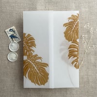 Image 3 of Monstera leaves printed vellum wrap for 5x7 card PACK of 10