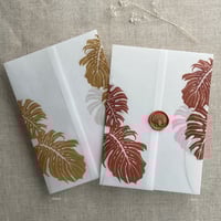 Image 9 of Monstera leaves printed vellum wrap for 5x7 card PACK of 10